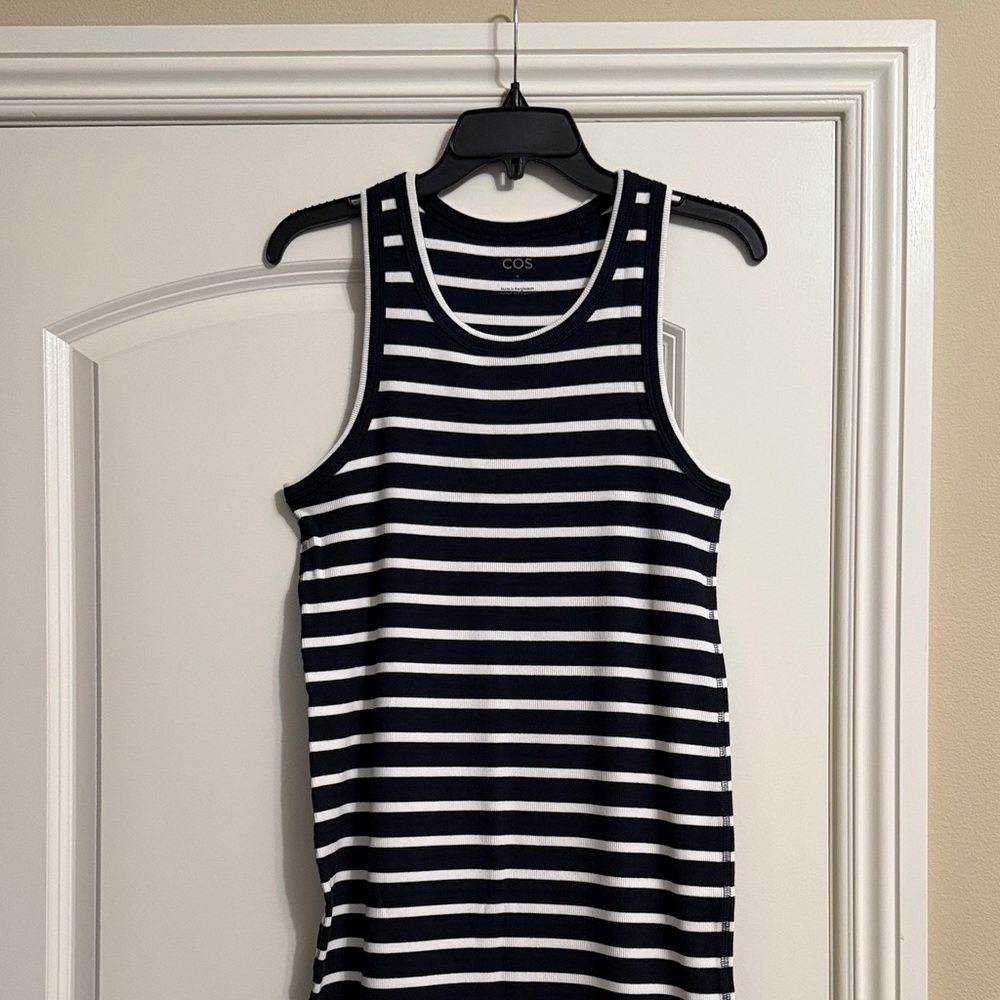 NWOT COS Women's Navy and White Striped Tank Dress